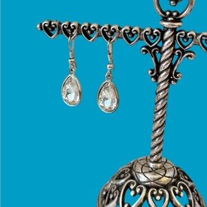 Elegant Silver Teardrop Earrings  a clear quartz teardrop dangle earring